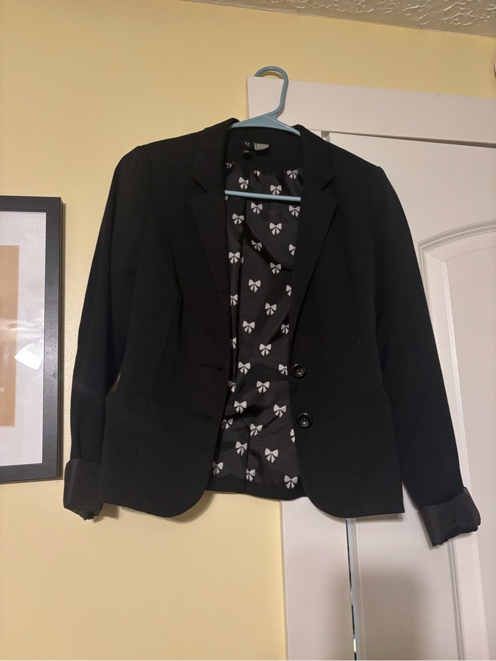 Divided by H&M Black Womens Blazer with Patterned Lining